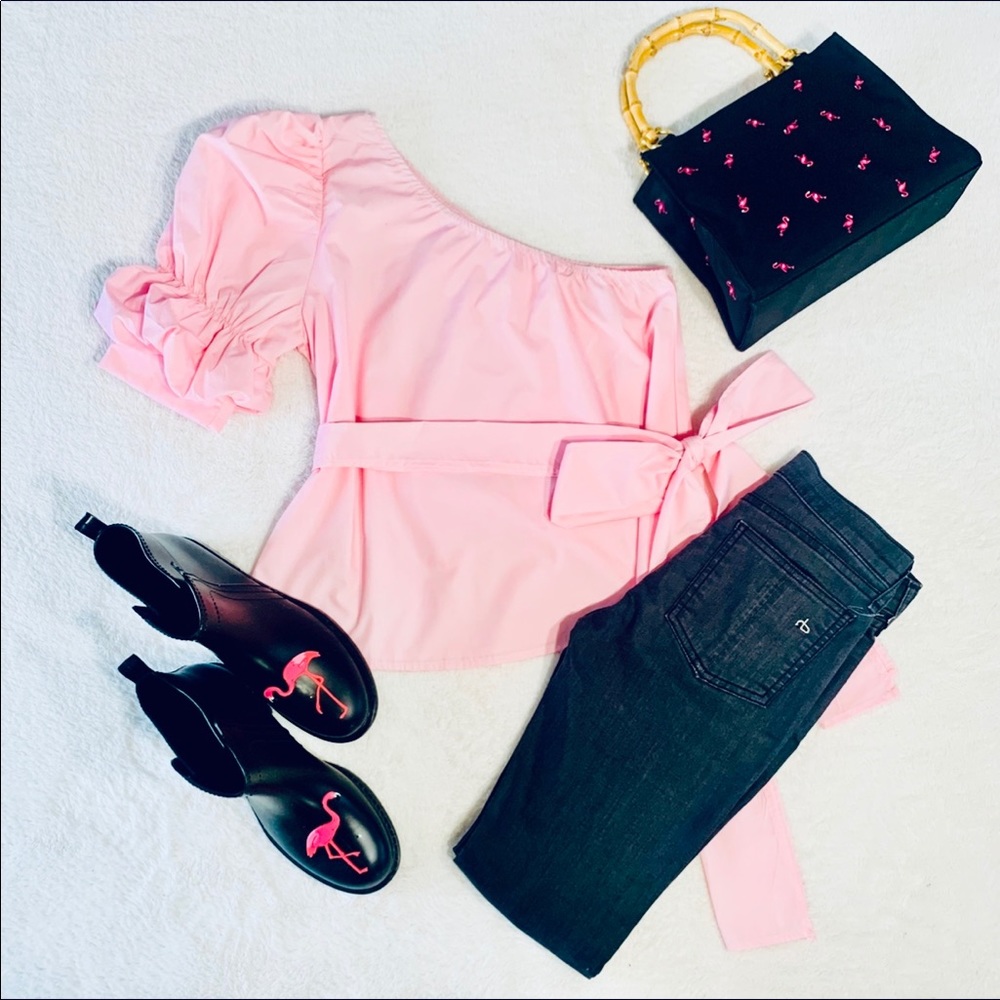3/$25 Vintage 80s style pink blouse size s